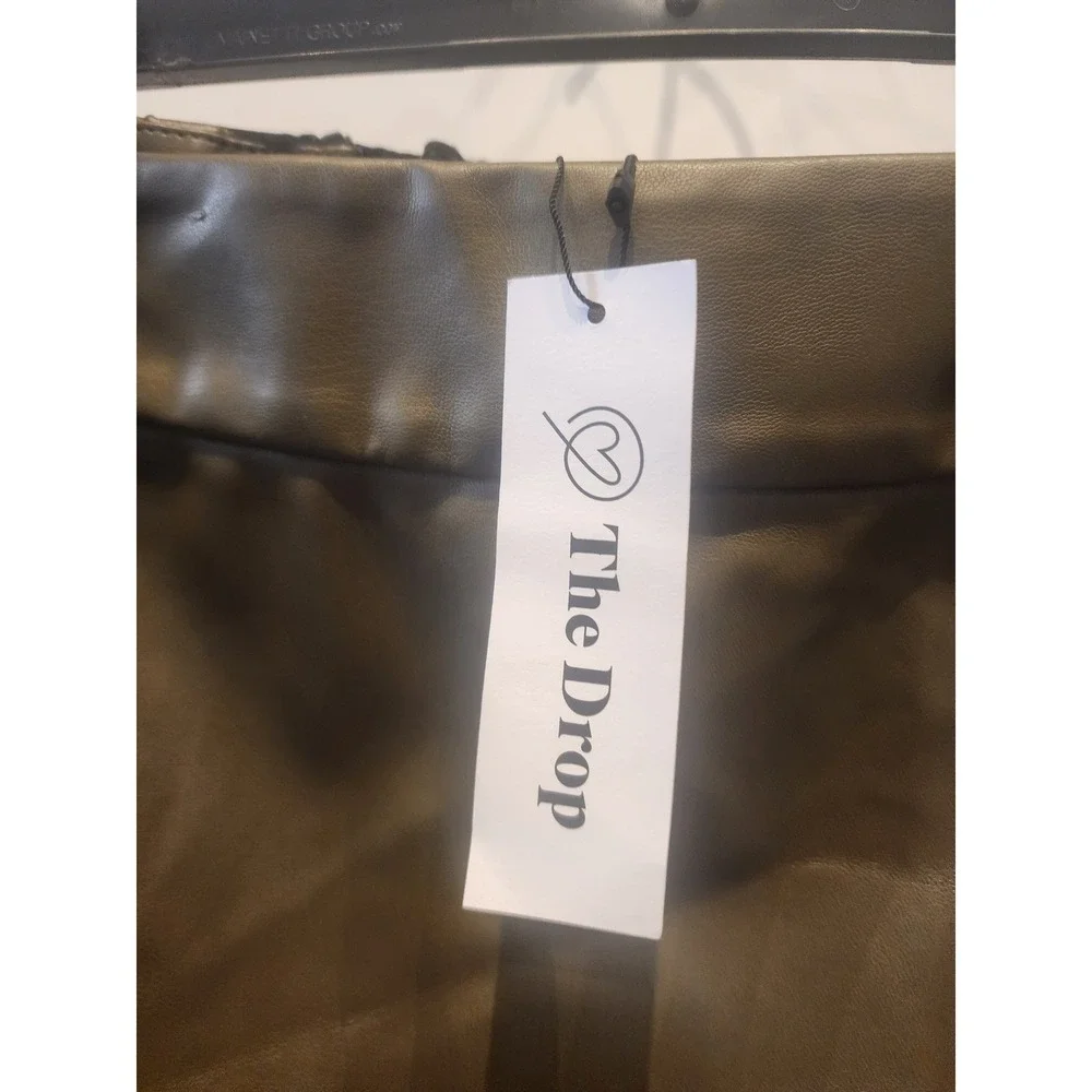 The Drop Olive Faux Leather Mini Skirt XXL Plus Size‎ Elastic Waist